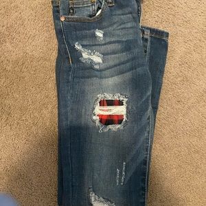 Judy Blue red plaid jeans. Size 5